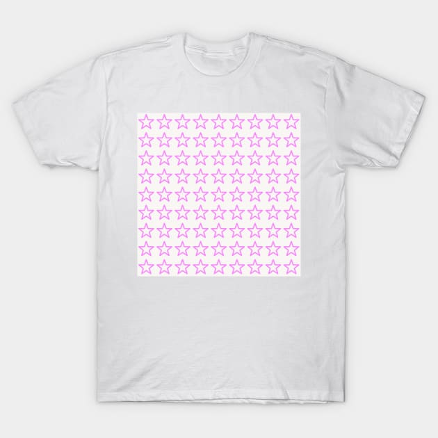 Pink stars on white T-Shirt by bettyretro